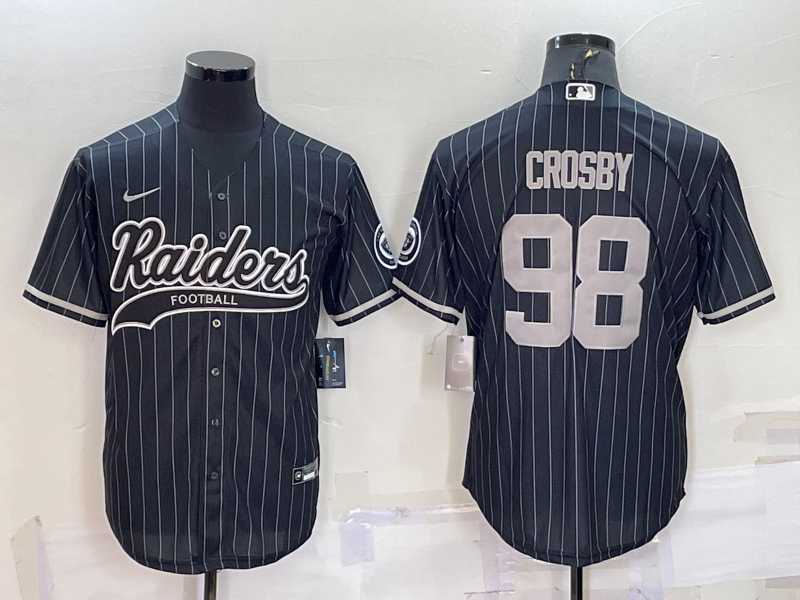 Men's Las Vegas Raiders #98 Maxx Crosby Black With Patch Cool Base Stitched Baseball Jersey,We sell and wholesale Men's Las Vegas Raiders #98 Maxx Crosby Black With Patch Cool Base Stitched Baseball Jersey on line form chian!